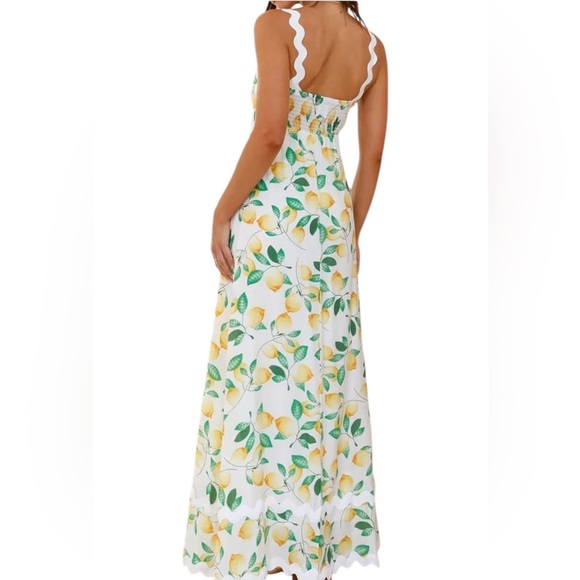 LunaJany Women's Classy Sleeveless Lemon Print Maxi Dress Size M. #77 - Picture 3 of 15